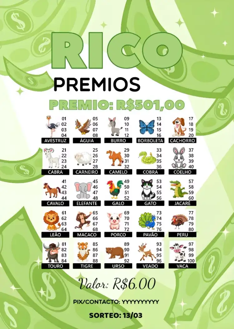Invitación Rifa De Bicho Premiações Animales – tema Cartones colorido, lúdico, divertido, estampado animal, moderno, jovial