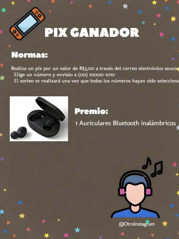 Invitación Pix Premiado Números – tema Cartones moderno, tecnológico, minimalista, gris y blanco, joven, divertido