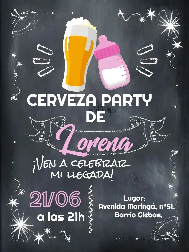 Invitación Baby Shower Chalkboard Diapers