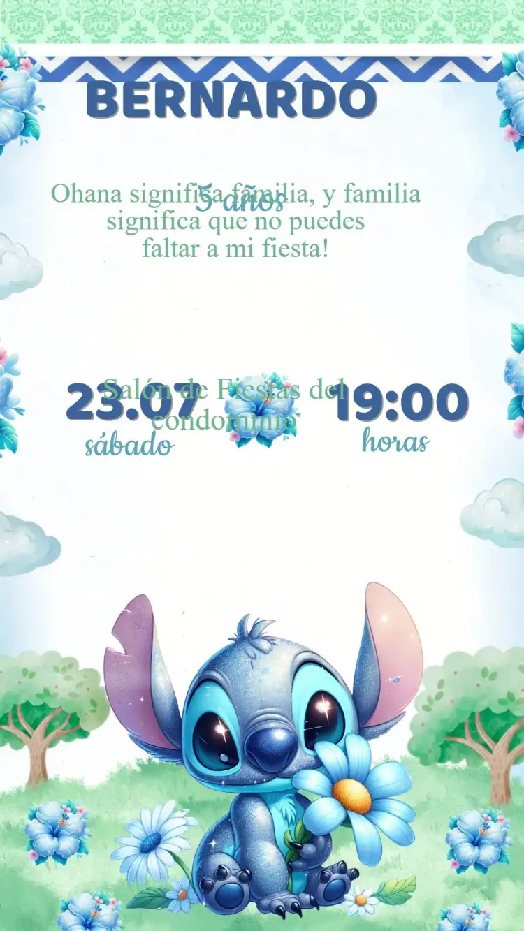 Invitación Invitación Cumpleaños Stitch – tema Cumpleaños Infantil colorido, lúdico, divertido, temático, infantil, cartoon