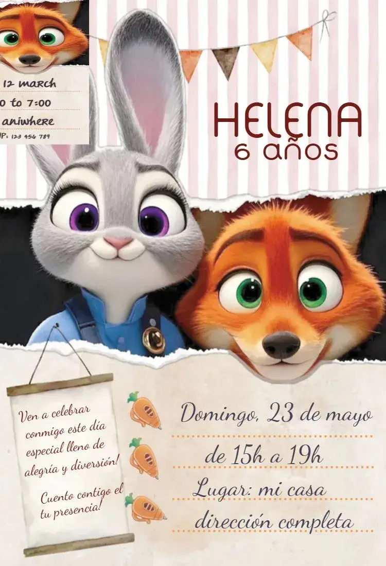 Invitación Zootopia 2