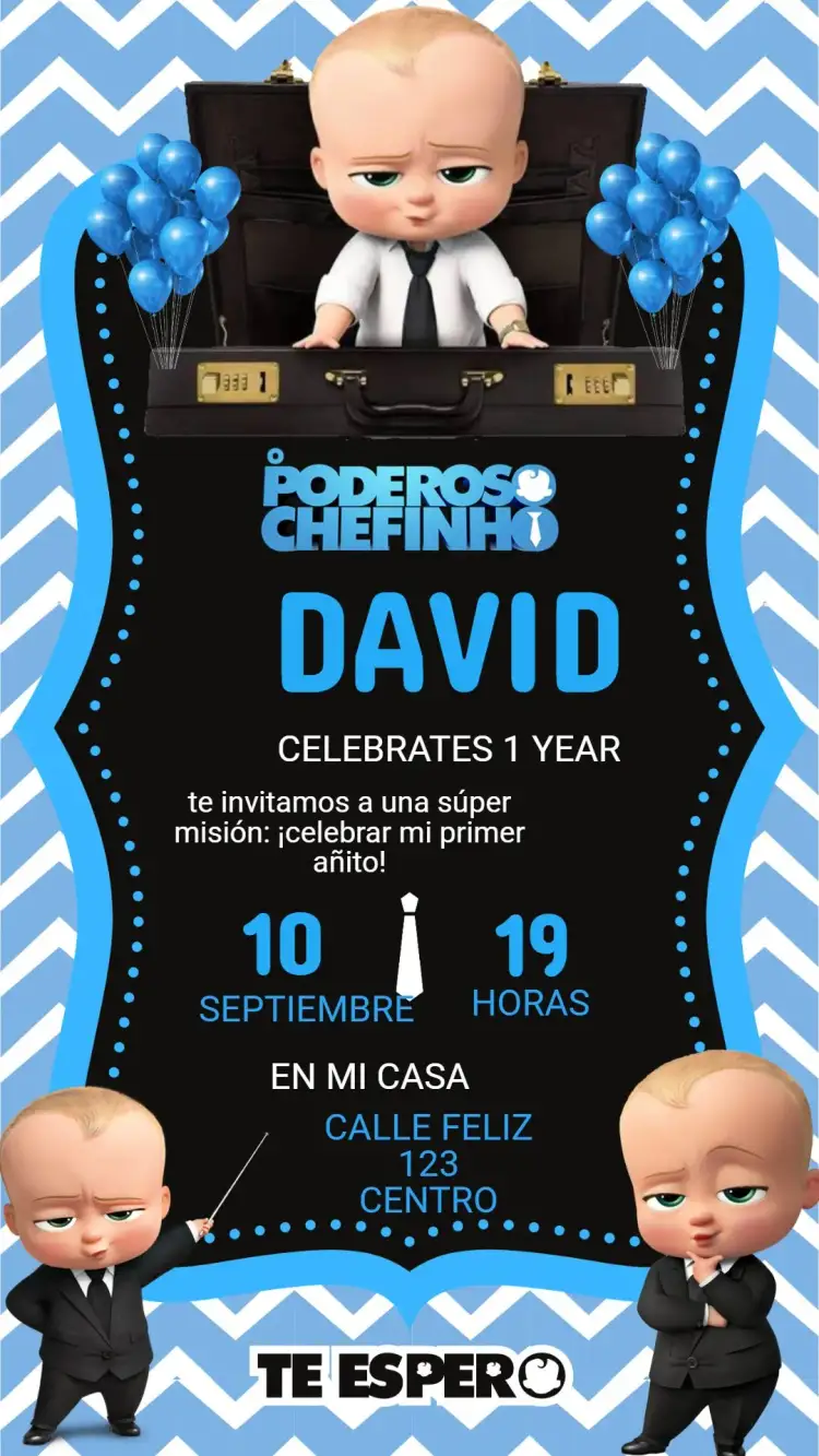 Invitación Invitación Digital Cumpleaños Jefe en Pañales – tema Cumpleaños Infantil colorido, divertido, infantil, moderno, brincalhão