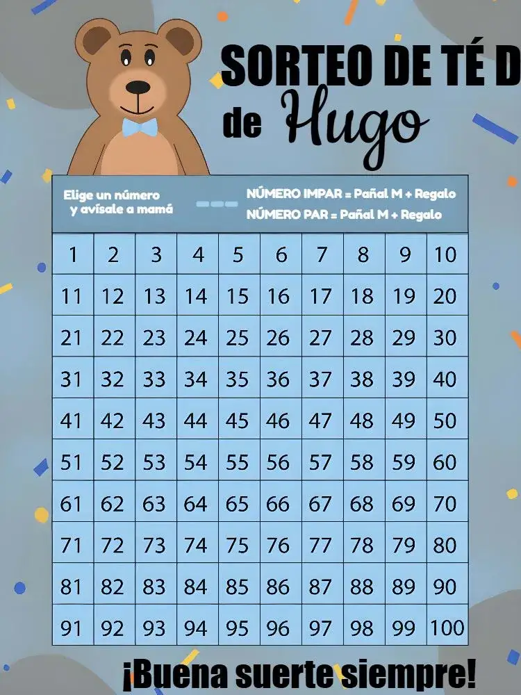 Invitación Chá Rifa Osito Niño Blanco – tema Té Rifa azul, blanco, rayas, osito, corbatita, poá