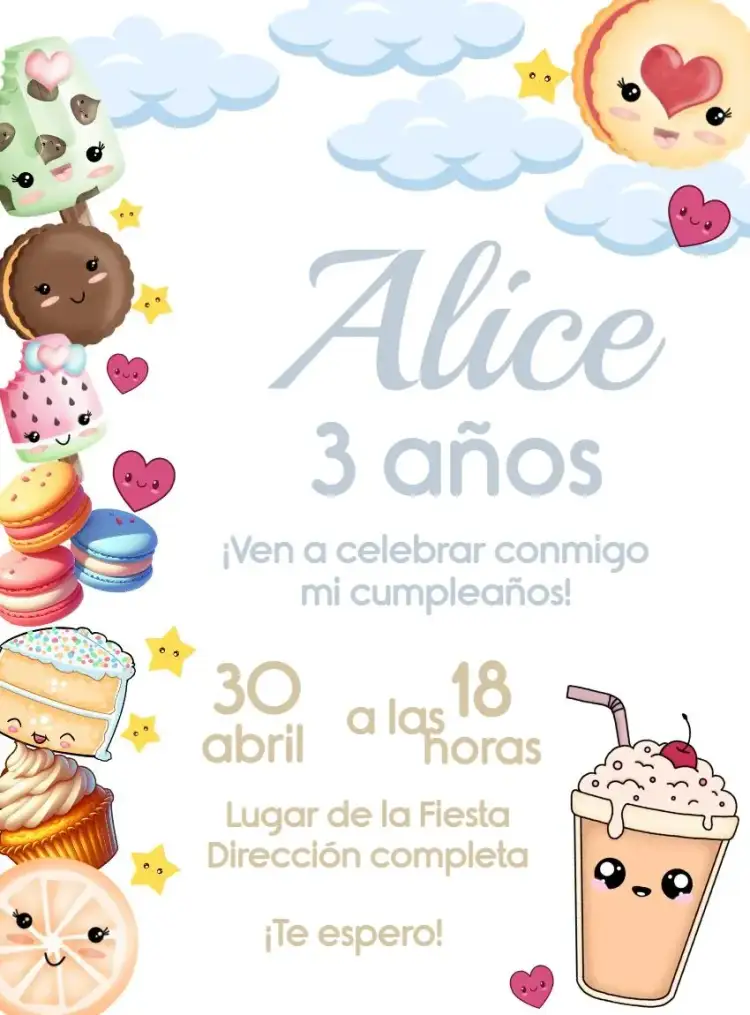 Invitación Golosinas Y Galletas Dulces – tema Más buscados colorido, divertido, temático, vibrante, alegre