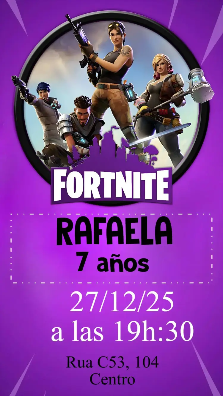 Invitación Fortnite Chica