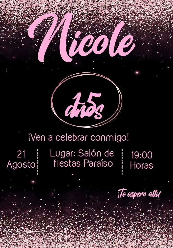 Invitación 15 Años Brillo Verde