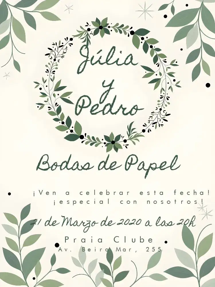 Invitación Bodas De Papel 1 – tema Fechas Conmemorativas delicado, minimalista, romántico, moderno, suave, elegante