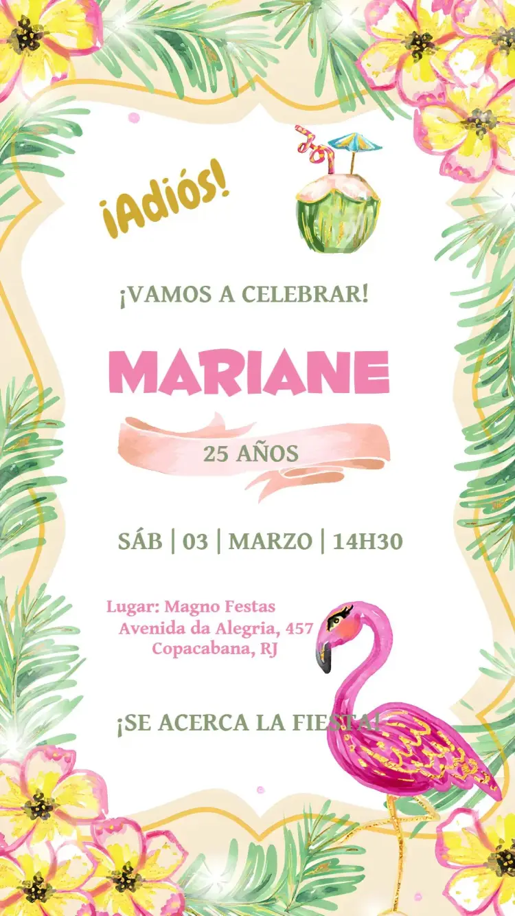 Invitación Tropical Dorado
