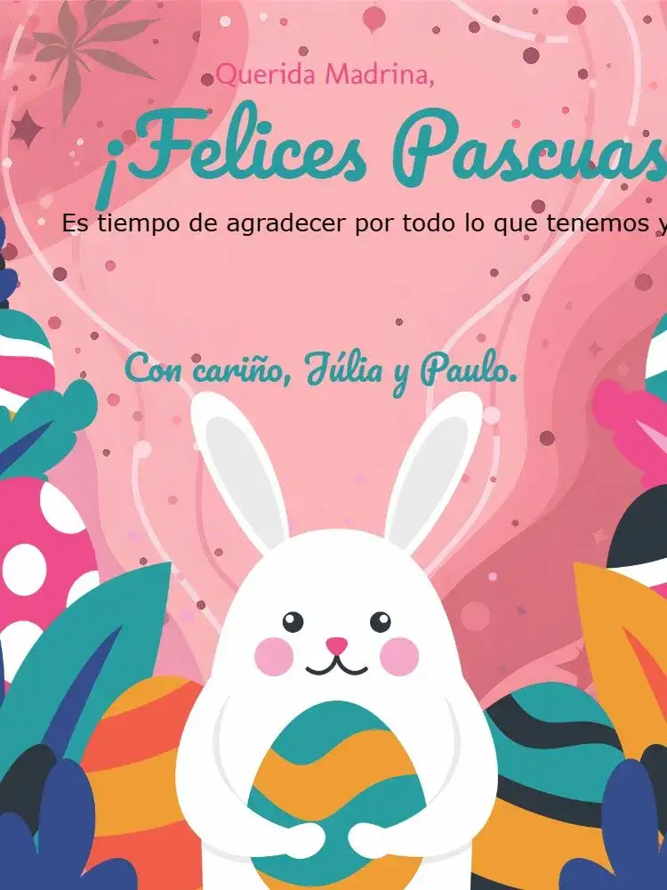 Invitación Tarjeta Feliz Pascua Plantas – tema Fechas Conmemorativas floral, moderno, colorido, alegre, tropical