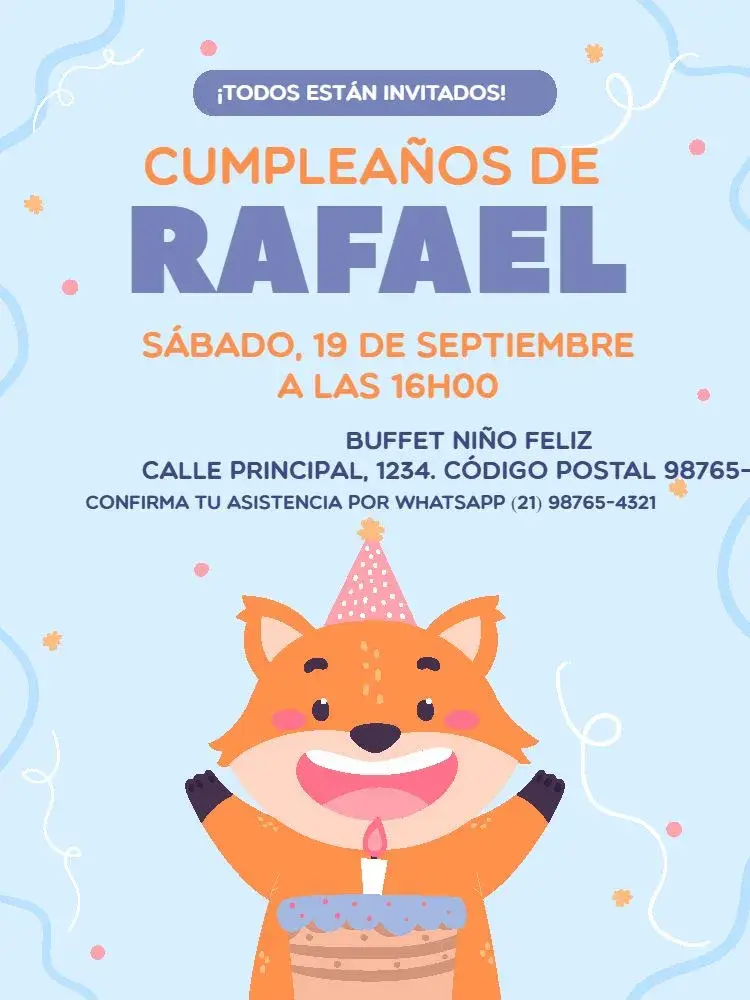 Invitación Zorrito Azul Lúdico
