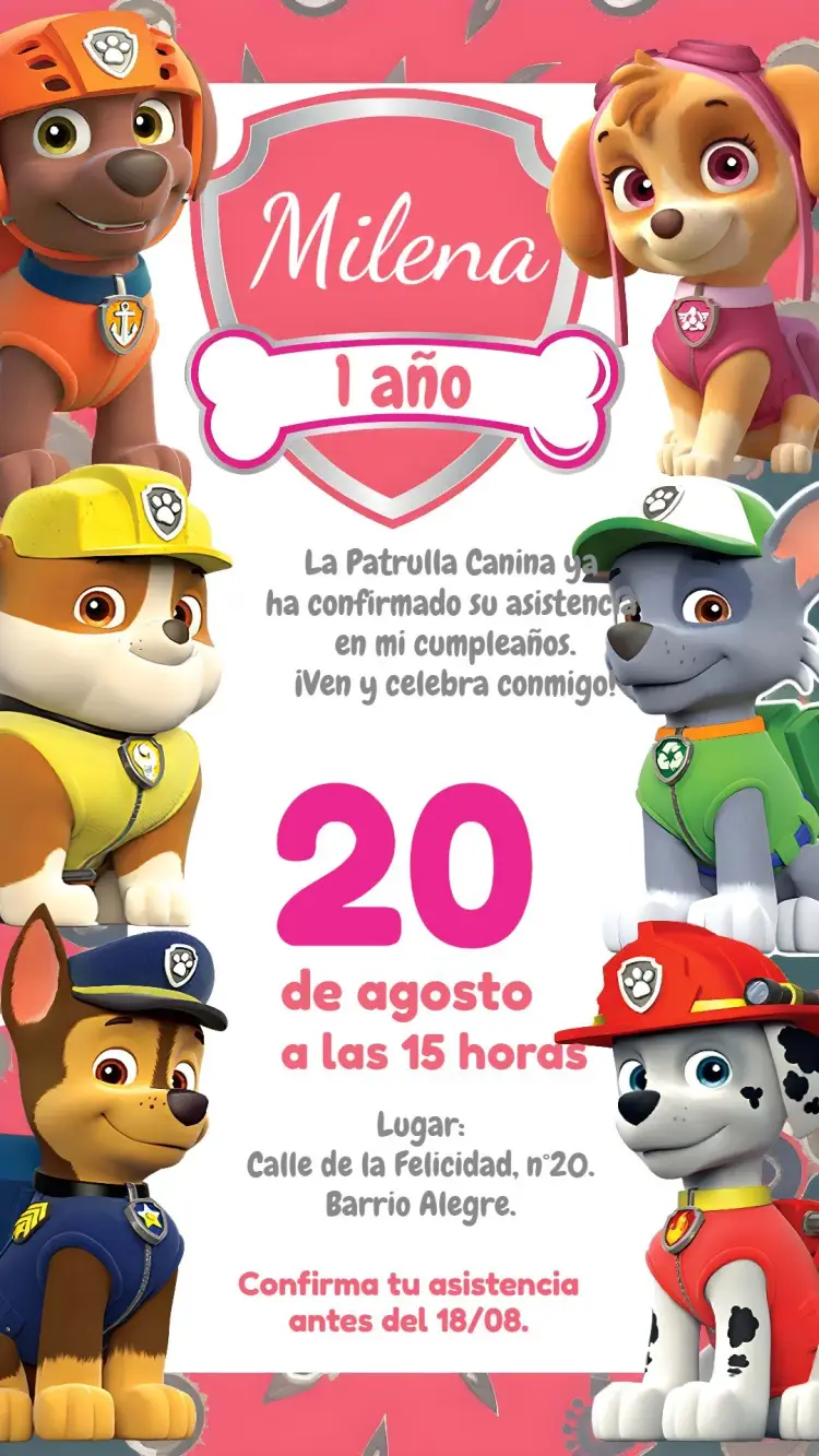 Invitación Patrulla Canina Rubble