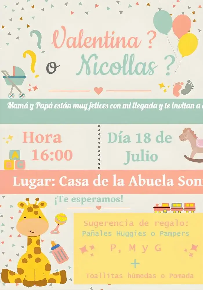 Invitación Baby Shower de Jirafa