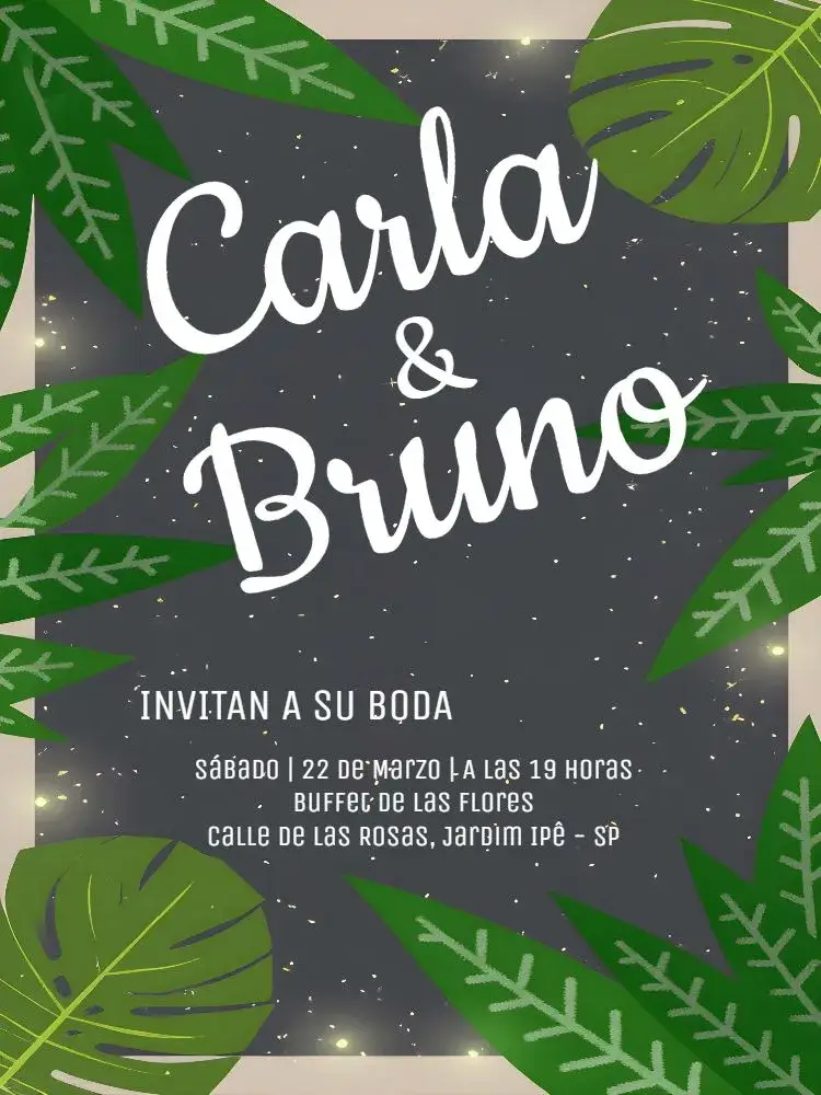 Invitación Boda Follaje Prero