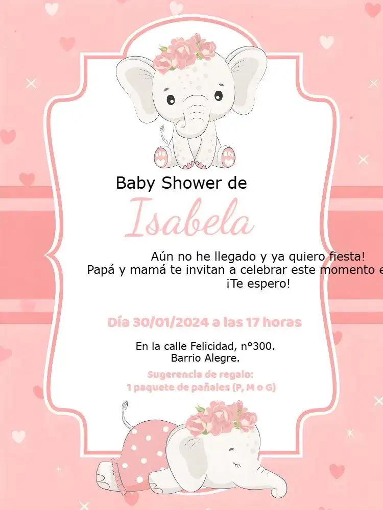 Baby Shower Elefantita Rosa Elefante