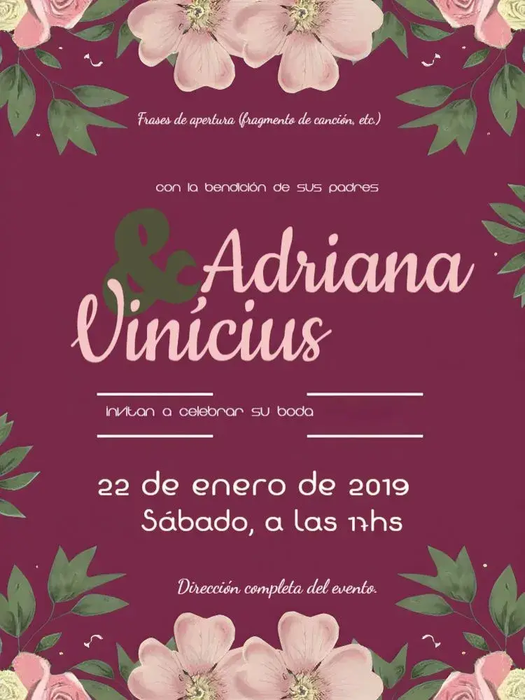 Invitación Boda Floral Vintage
