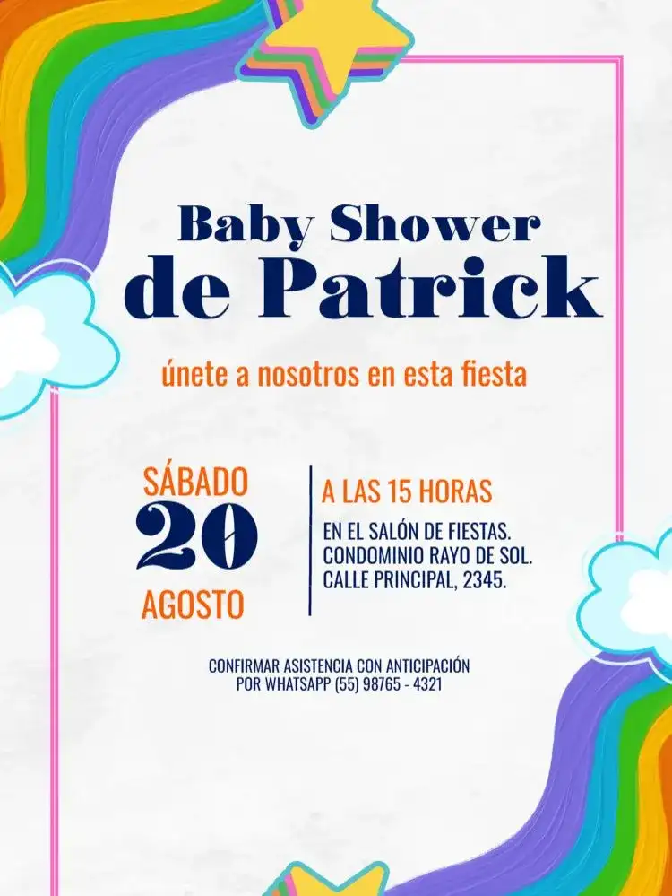 Baby Shower Estrella y Arco Iris Nube