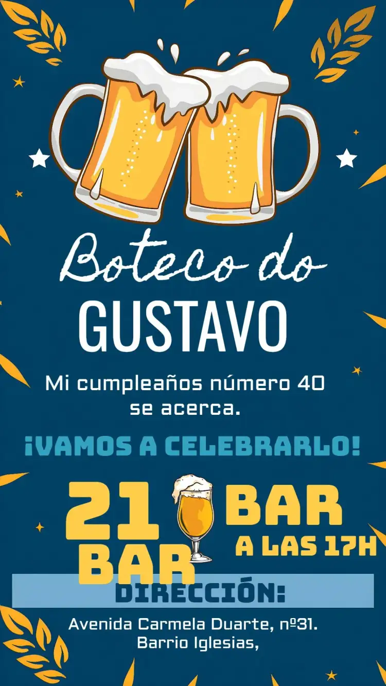 Invitación Boteco Barbacoa Pizarra – tema Cumpleaños pizarra, bar, moderno, informal, colorido, adulto