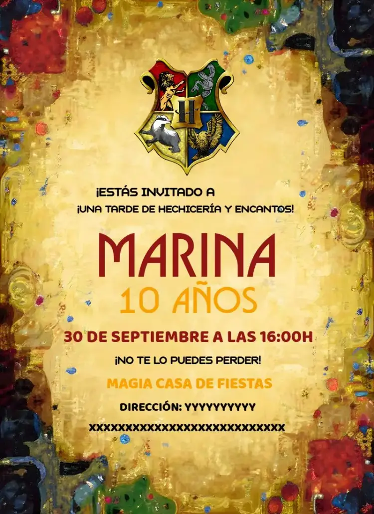 Invitación Harry Potter Amarillo