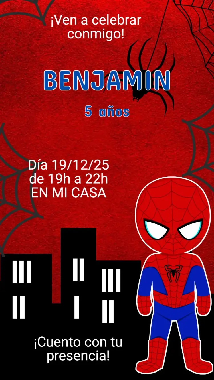 Invitación Cumpleaños - Hombre Araña