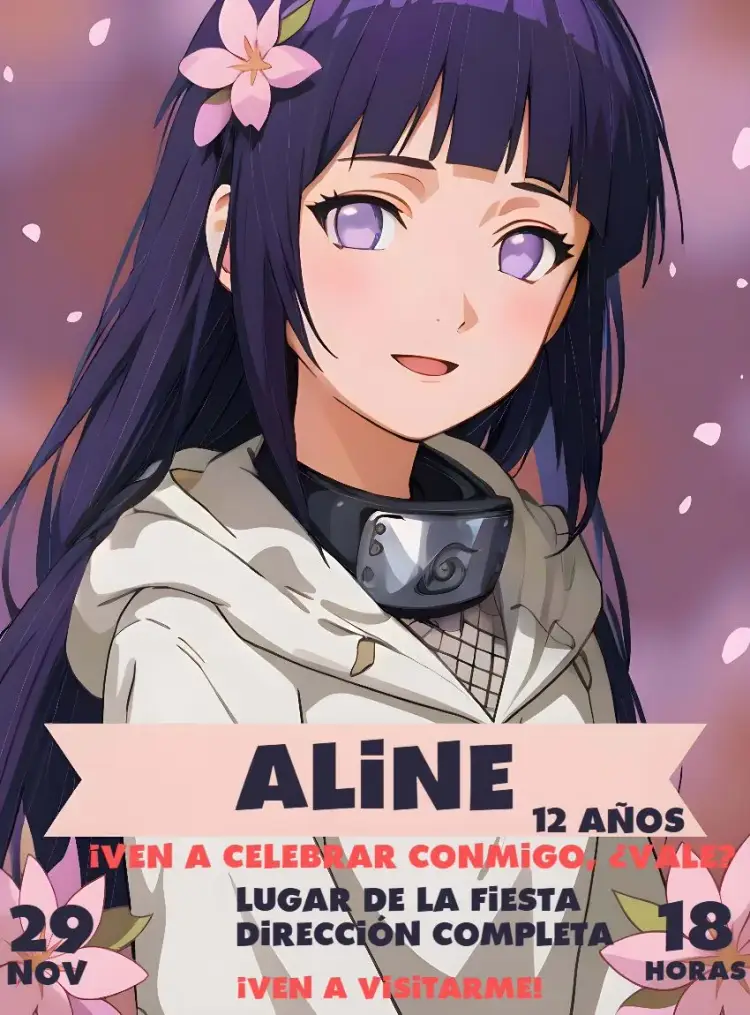 Invitación Hinata Naruto Boruto