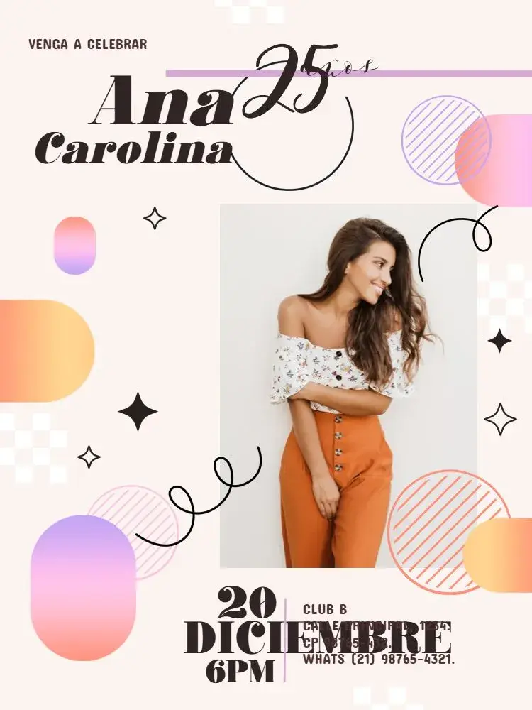 Invitación 25 Años Con Foto Adulto