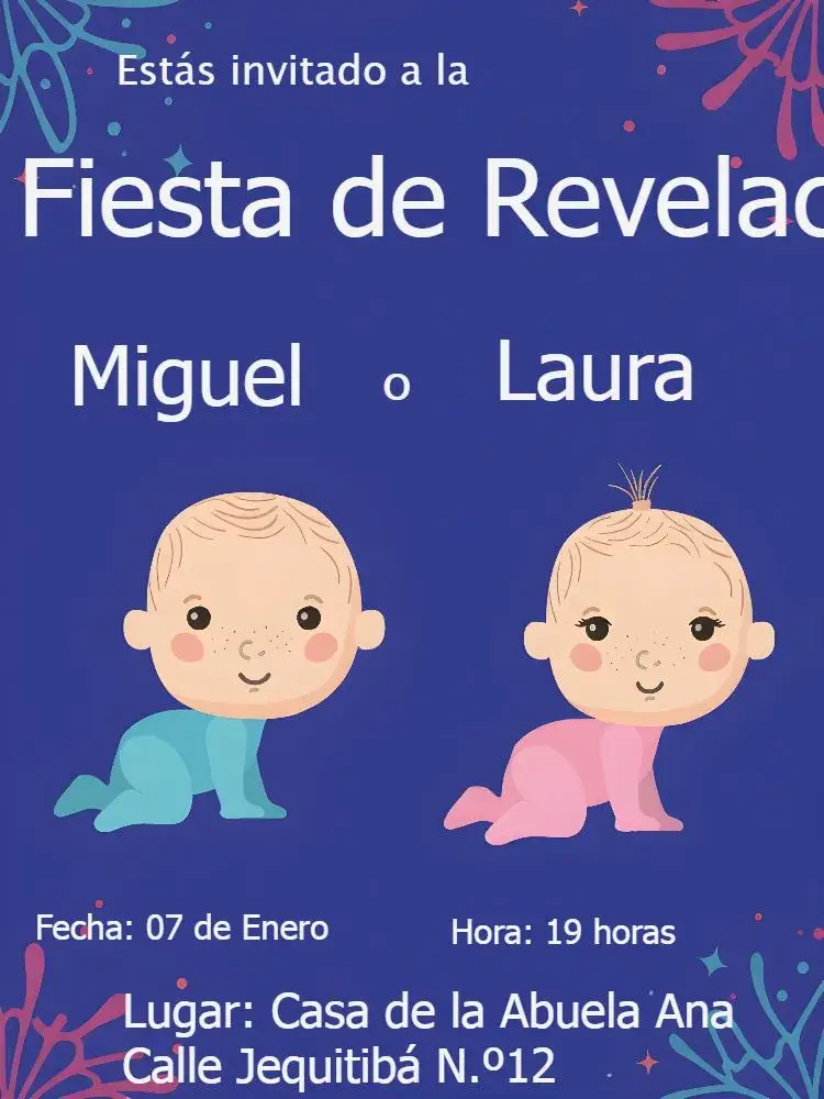 Invitación Baby Shower Revelación Blanco