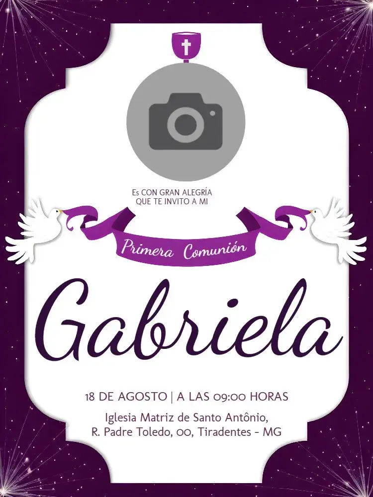 Invitación Primera Comunión Con Foto de Ángel