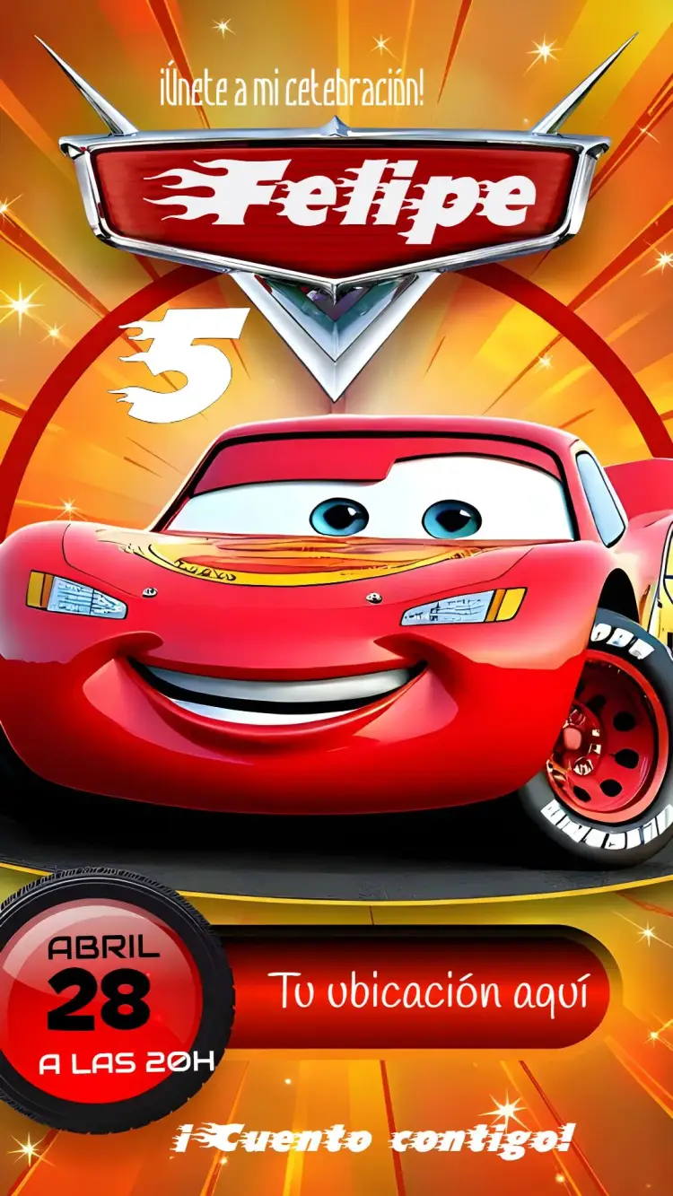 Invitación Carros Mcqueen Relámpago