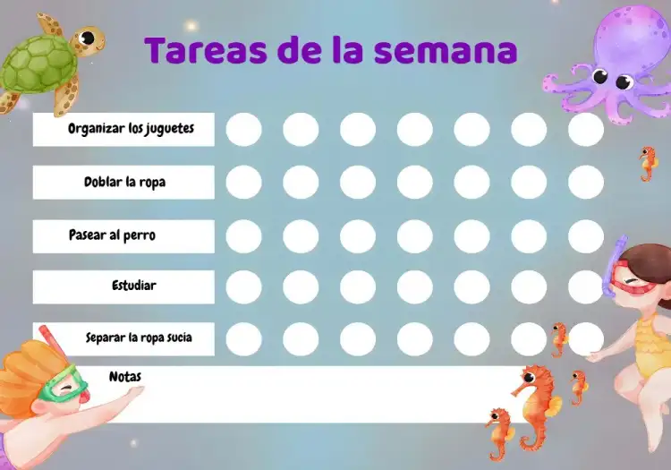 Tablero de Actividades - Fondo Marino Tortuga