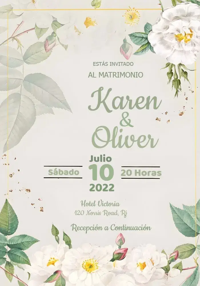 Invitación Boda Floral Flores