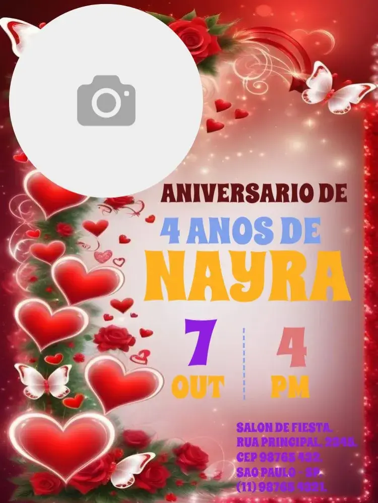 Invitación Fiesta De Corazones Y Mariposas Para Editar Infantil