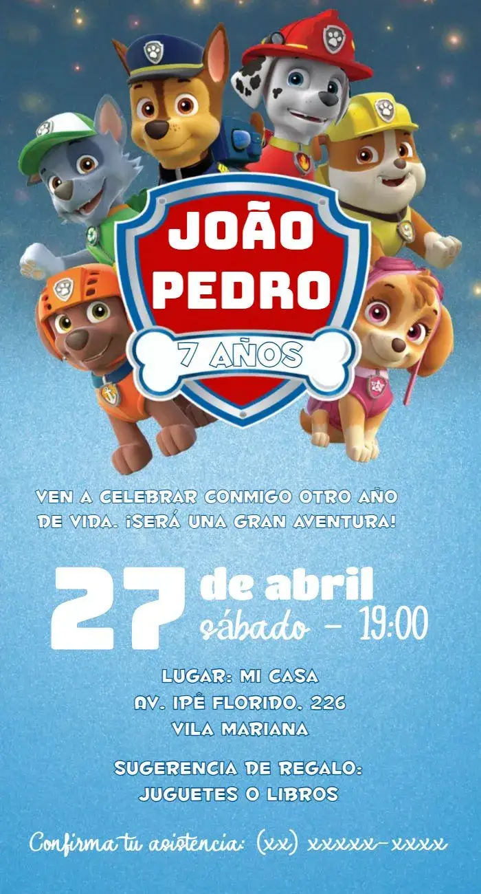 Invitación Patrulla Canina Perro