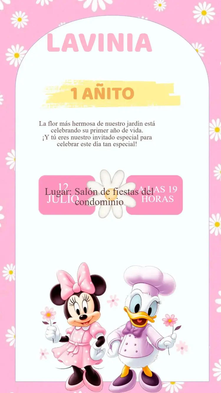 Invitación Cumpleaños Minnie y Margarita