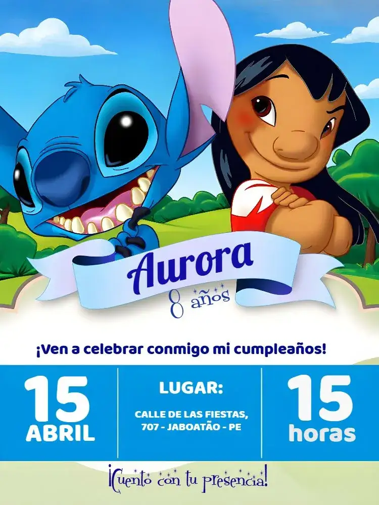 Invitación Lilo Stitch Colorido – tema Más buscados colorido, divertido, temático, jovial, Disney, ilustraciones animadas