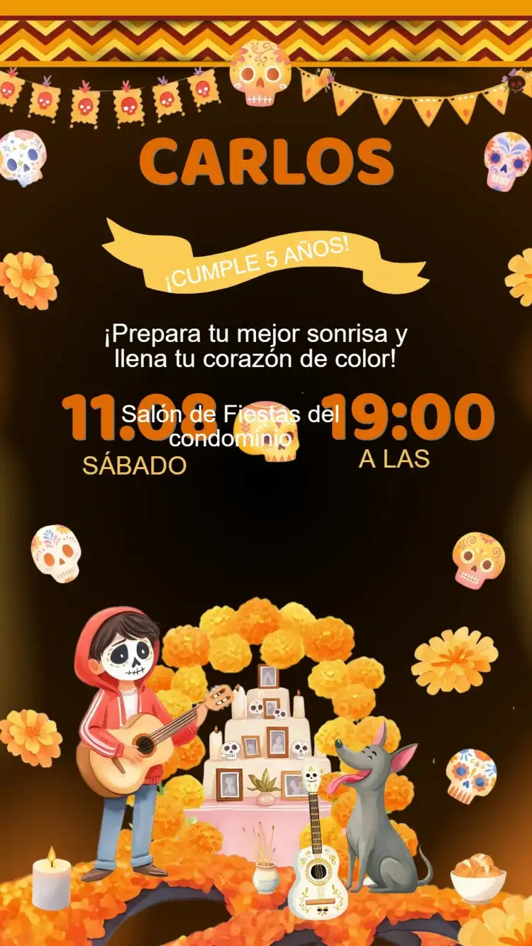 Invitación Cumpleaños Viva - La Vida es una Fiesta (Coco)