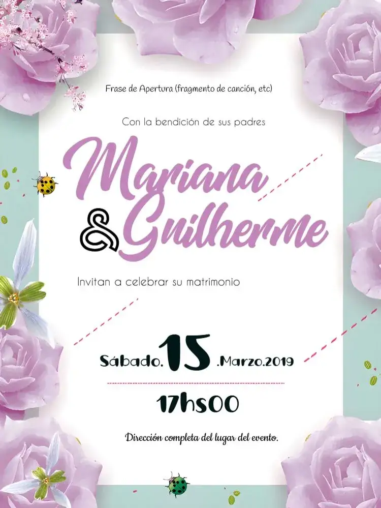 Invitación Boda Floral Rosas – tema Boda floral, romántico, elegante, moderno, naturaleza, pastel