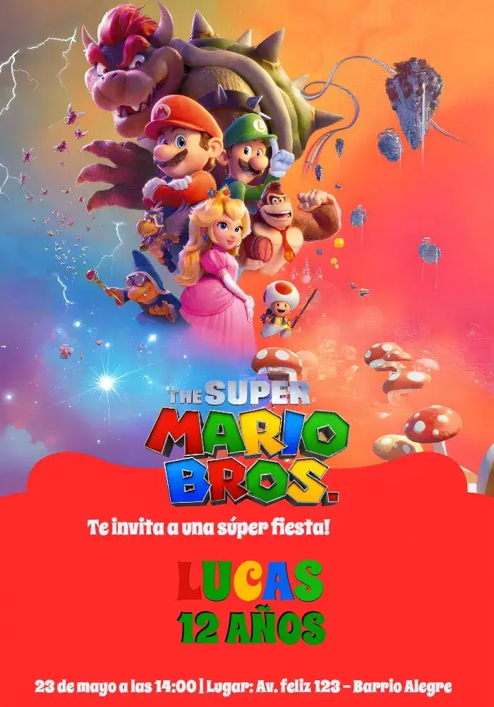 Invitación Super Mario Bros