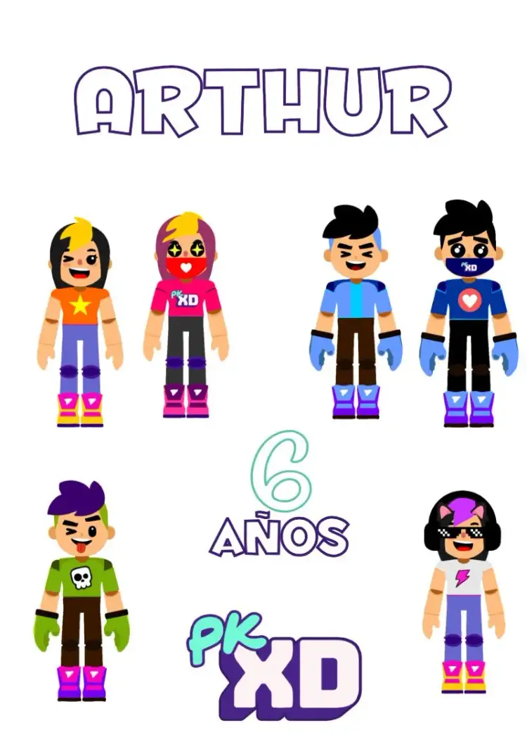 Invitación Topo De Pastel Pk Xd Topper – tema Topper de torta colorido, divertido, juegos, animado, infantil