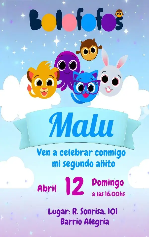 Invitación Bolofofos Infantil