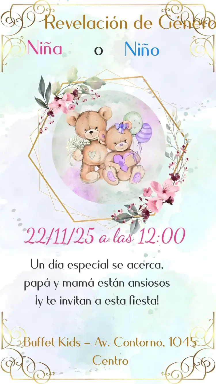Invitación Fiesta de Revelación de Género