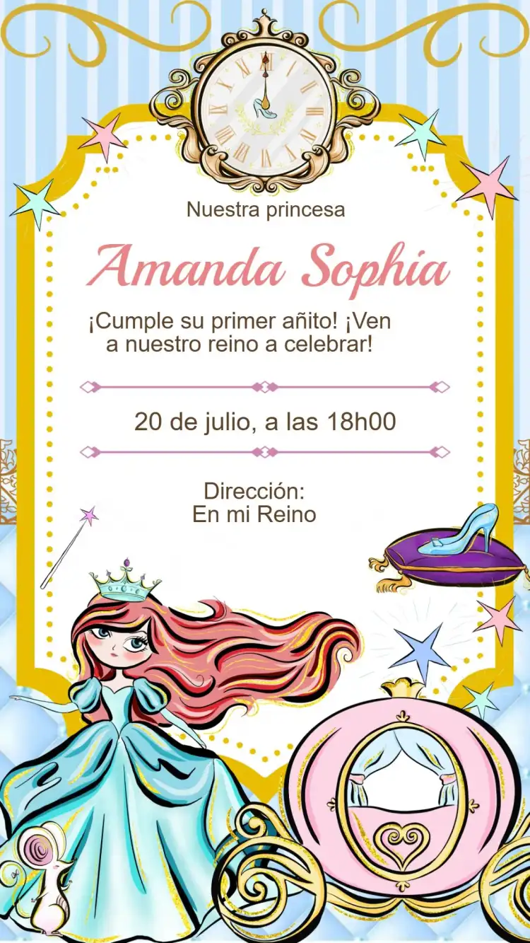 Invitación Cumpleaños Cenicienta