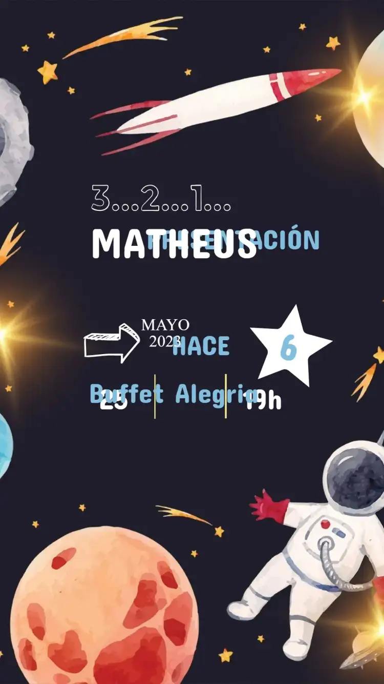 Invitación Cumpleaños Astronauta