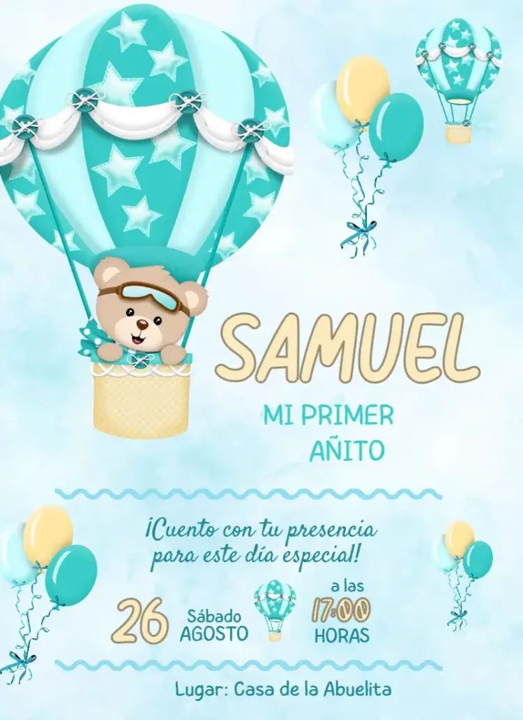 Invitación Globos y Globo Verde editable y personalizable