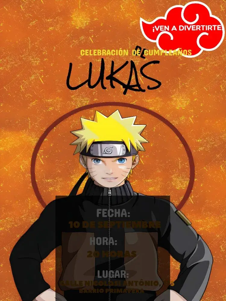 Invitación Naruto Naranja