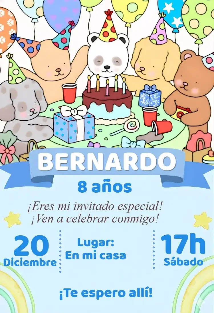 Invitación Invitación digital bobbie goods candy color – tema Cumpleaños candy color, delicado, pastel, moderno, tierno