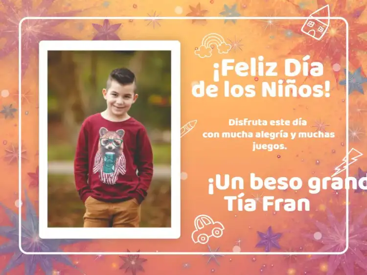 Tarjeta Día Del Niño Con Foto Amarillo
