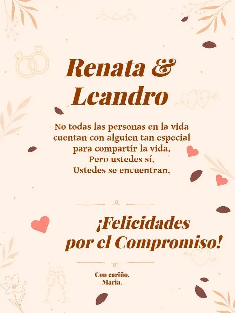 Invitación Tarjeta De Felicitación Por El Compromiso Claro Regalo – tema Tarjeta floral, delicado, minimalista, claro, elegante, romántico
