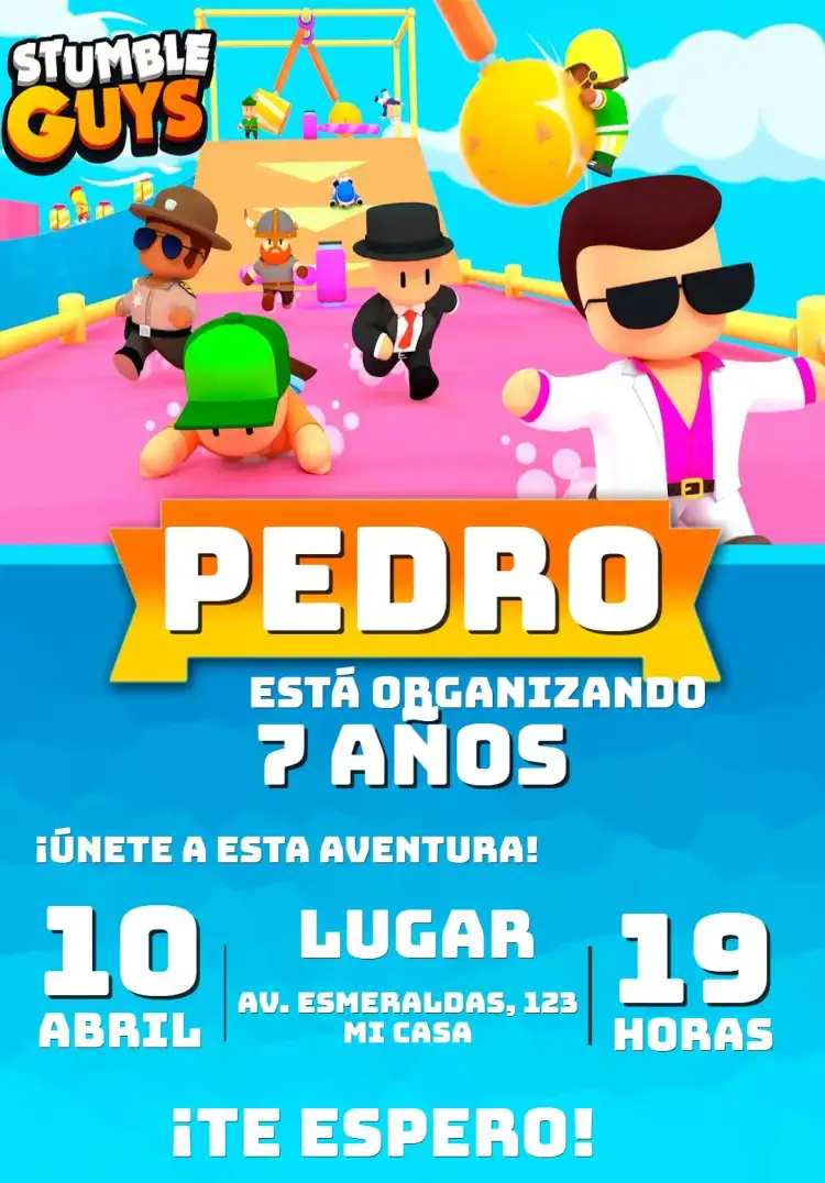 Invitación Cumpleaños Stumble Guys