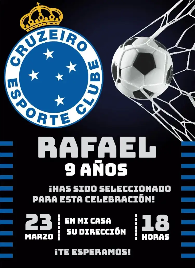 Invitación Crucero 3 – tema Cumpleaños fútbol, náutico, colorido, moderno, divertido