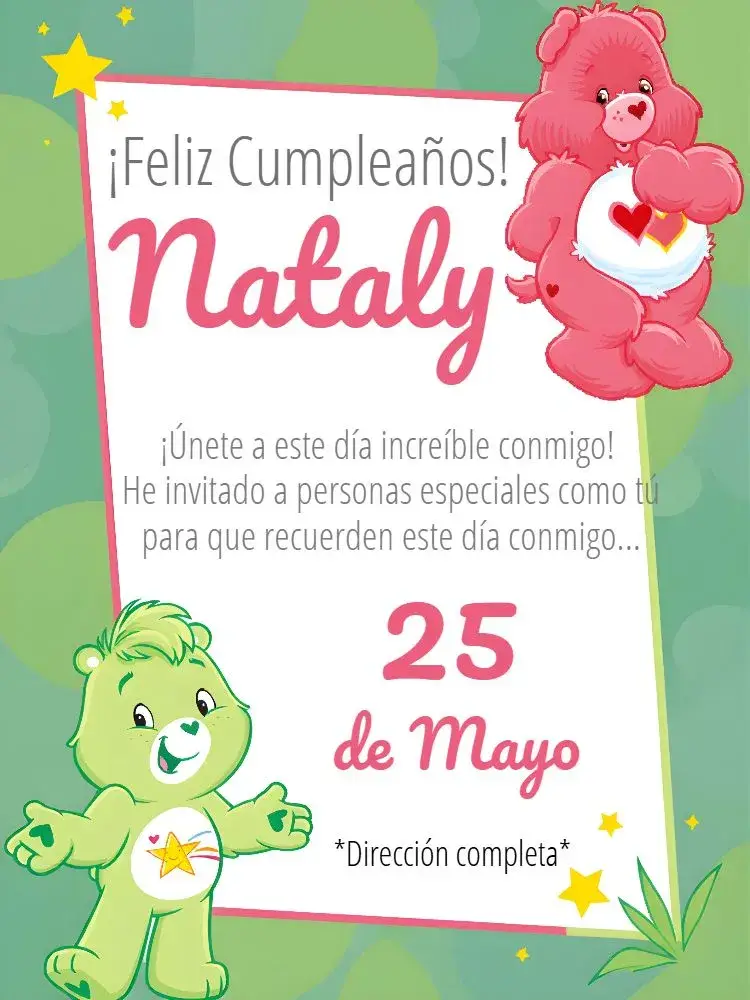 Invitación Ositos Cariñosos Amarillo